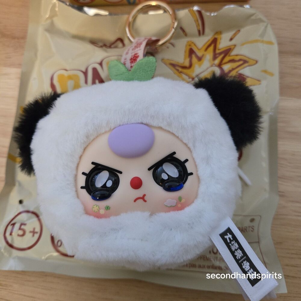 Baby Three Bamboo Panda Storage Plush Head Keychain Crying Eyes